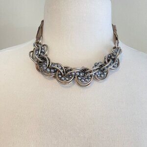 Mexx Silver Chunky Chain Statement Necklace Y2K Mixed Metal Collar Jewelry